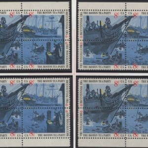 Scott# 1480-83 "BOSTON TEA PARTY" MNH MATCHED PLATE BLOCK (4) SET, PLATE # 34225