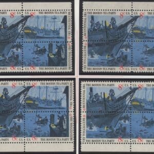 Scott# 1480-83 "BOSTON TEA PARTY" MNH MATCHED PLATE BLOCK (4) SET, PLATE # 34236
