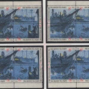 Scott# 1480-83 "BOSTON TEA PARTY" MNH MATCHED PLATE BLOCK (4) SET, PLATE # 34252