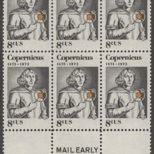 Scott# 1488 "COPERNICUS-POLISH ASTRONOMER" MAIL EARLY BLOCK (6) MNH