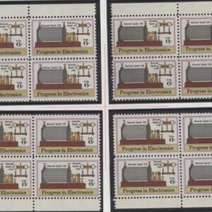 Scott# 1500 "PROGRESS IN ELECTRONICS" MNH MATCHED PLATE BLOCK (4) SET P#34269
