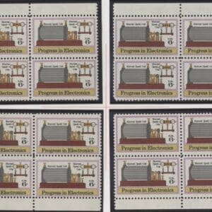 Scott# 1500 "PROGRESS IN ELECTRONICS" MNH MATCHED PLATE BLOCK (4) SET P#34274