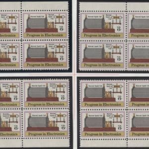 Scott# 1500 "PROGRESS IN ELECTRONICS" MNH MATCHED PLATE BLOCK (4) SET P#34275