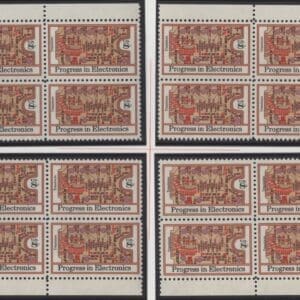 Scott# 1501 "PROGRESS IN ELECTRONICS" MNH MATCHED PLATE BLOCK (4) SET P# 34249
