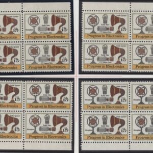 Scott# 1502 "PROGRESS IN ELECTRONICS" MNH MATCHED PLATE BLOCK (4) SET P# 34285