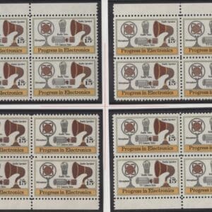 Scott# 1502 "PROGRESS IN ELECTRONICS" MNH MATCHED PLATE BLOCK (4) SET P# 34287