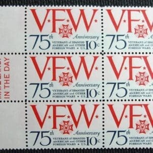 Scott# 1525 "THE V. F. W. ANNIVERSARY" MAIL EARLY BLOCK (6) MNH