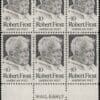 Scott# 1526 "ROBERT FROST" MNH MAIL EARLY BLOCK (6) NICELY CENTERED