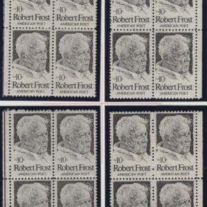 Scott# 1526 "ROBERT FROST" MNH MATCHED PLATE BLOCK (4) SET, P# 34923