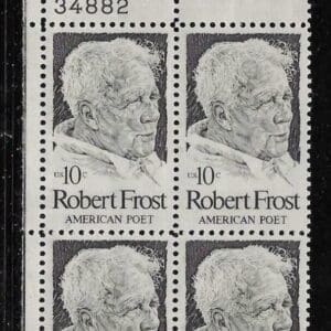 Scott# 1526 "ROBERT FROST-POET" MNH PLATE BLOCK (4) NICELY CENTERED