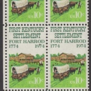 Scott# 1542 "FORT HARROD-1st KENTUCKY SETTLEMENT" ZIP BLOCK (4) MNH
