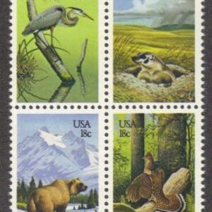 Scott# 1921-24 "WILDLIFE HABITATS" BLOCK (4) MNH, NICELY CENTERED