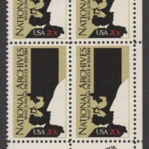 Scott# 2081 "NATIONAL ARCHIVES ANNIVERSARY" ZIP BLOCK (4) MNH