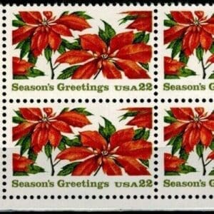 Scott# 2166 "CHRISTMAS - POINSETTIA PLANTS" ZIP BLOCK (4) MNH