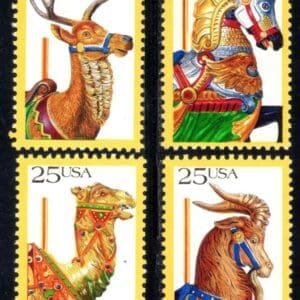 Scott# 2390-93 "CAROUSEL ANIMALS" SINGLES SET (4) MNH