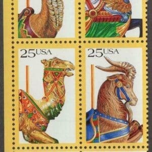 Scott# 2390-93 "CAROUSEL ANIMALS" ZIP BLOCK (4) MNH