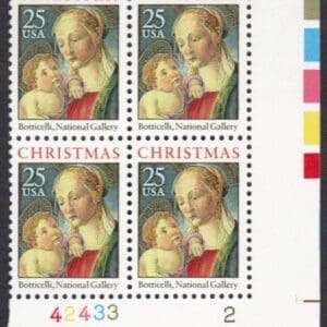 Scott# 2399 "MADONNA & CHILD by BOTTICELLI" PLATE BLOCK (4) MNH