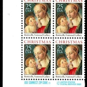 Scott# 2399 "MADONNA & CHILD by BOTTICELLI" ZIP BLOCK (4) MNH