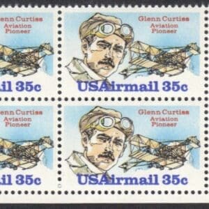 Scott# C100 “GLENN CURTISS – AVIATION PIONEER” MNH ZIP BLOCK (4)