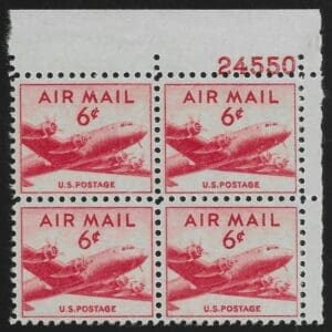 Scott# C39 "SKYMASTER" MNH PLATE BLOCK (4) NICELY CENTERED
