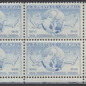 Scott# C43 "GLOBE & DOVES" MINT PLATE BLOCK (4) NICELY CENTERED