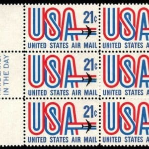Scott# C81"USA & JET" MAIL EARLY BLOCK (6) MNH, NICELY CENTERED