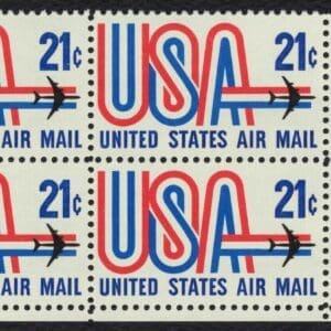 Scott# C81"USA & JET" ZIP BLOCK (4) MNH, NICELY CENTERED