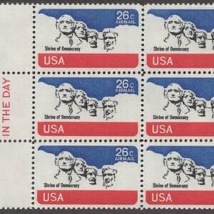 Scott# C88 "MOUNT RUSHMORE" MAIL EARLY BLOCK (6) MNH