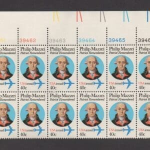 Scott# C98 "PHILIP MAZZEI - PATRIOT & WRITER" PLATE BLOCK (12) MNH
