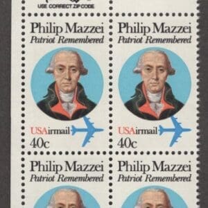 Scott# C98 "PHILIP MAZZEI - PATRIOT & WRITER" ZIP BLOCK (4) MNH