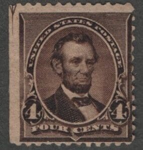 Scott# 222 "LINCOLN" MNH MARGIN SINGLE WITH GUIDELINE ARROW