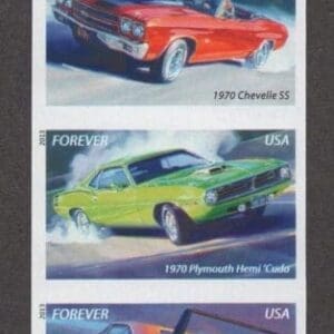 Scott# 4743-47b "MUSCLE CARS" NO DIE CUT VERTICAL STRIP (5) MNH