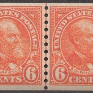 Scott# 723 "GARFIELD" MNH COIL LINE PAIR, VERY NICELY CENTERED