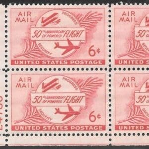 Scott# C47 "AVIATION PROGRESS" MNH PLATE BLOCK (4) NICELY CENTERED