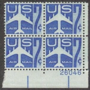 Scott# C51 "BLUE JET" MINT AIRMAIL PLATE BLOCK (4) NICELY CENTERED