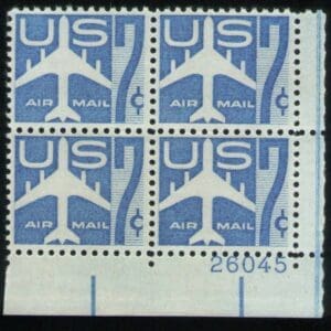 Scott# C51 "BLUE JET" MNH AIRMAIL PLATE BLOCK (4) NICELY CENTERED