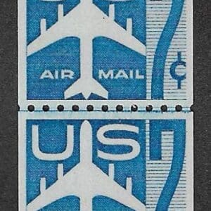Scott# C52 "BLUE JET" MNH AIRMAIL COIL LINE PAIR, NICELY CENTERED