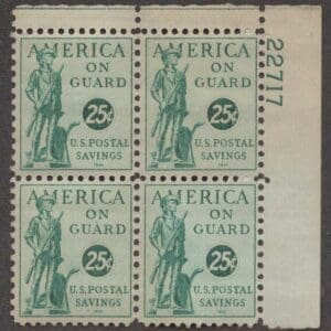 Scott# PS12 "POSTAL SAVINGS" MNH PLATE BLOCK (4) NICELY CENTERED