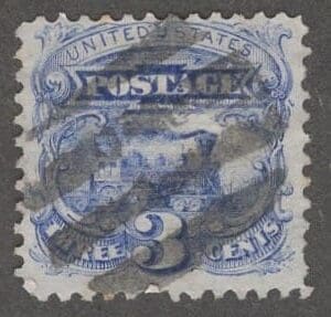 Scott# 114 "LOCOMOTIVE PICTORIAL" G GRILL USED, CORK BAR CANCEL