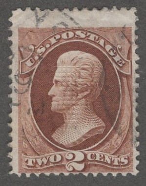 Scott# 135 "JACKSON" USED H GRILL WITH NY CDS CANCEL, NICELY CENTERED