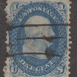 Scott# 63 "FRANKLIN" USED WITH PEN CANCEL, NICELY CENTERED