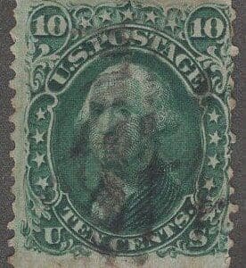 Scott# 68 "WASHINGTON" CIVIL WAR ISSUE WITH SON CORK CANCEL