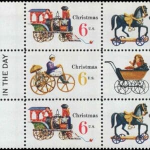 Scott# 1415-18 "CHRISTMAS TOYS" SE-TENANT MAIL EARLY BLOCK (6) MNH