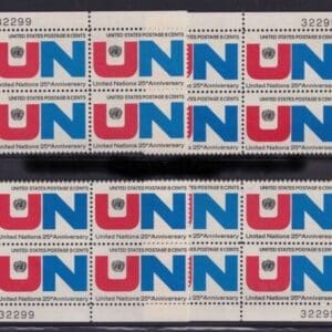 Scott# 1419 "UNITED NATIONS" MATCHED PLATE BLOCKS (4) MNH *SEE DETAILS*