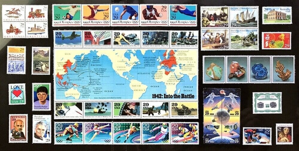 1992 COMMEMORATIVES YEAR SET (58) ISSUES, MNH, NICELY CENTERED