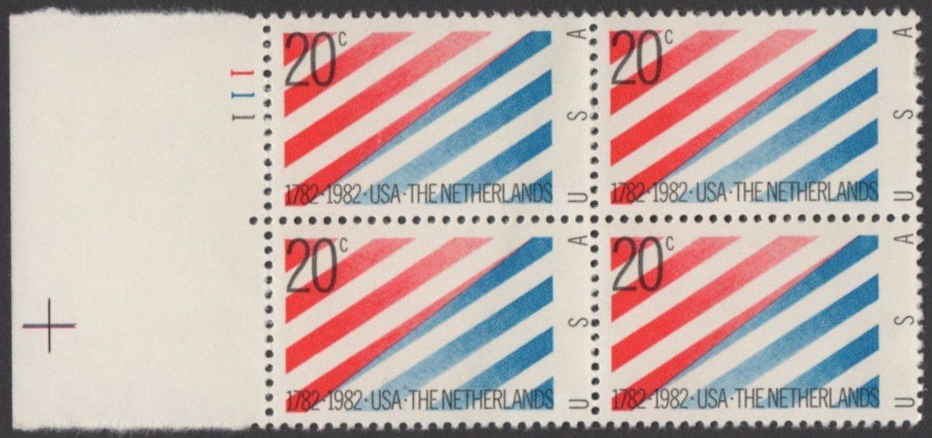 Scott# 2003 "U.S. & NETHERLANDS TREATY" MNH BLOCK (4) WITH PLATE #