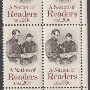 Scott# 2106 "NATION OF READERS" MNH ZIP BLOCK (4) NICELY CENTERED