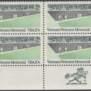 Scott# 2109 "VIETNAM VETERANS MEMORIAL" ZIP BLOCK (4) MNH