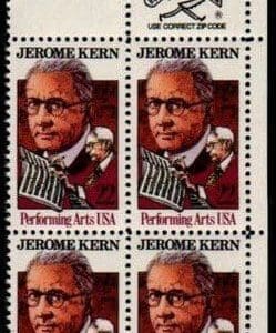 Scott# 2110 "JEROME KERN-PERFORMING ARTS" ZIP BLOCK (4) MNH