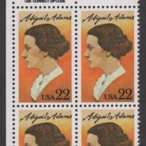 Scott# 2146 "ABIGAIL ADAMS - FIRST LADY" ZIP BLOCK (4) MNH